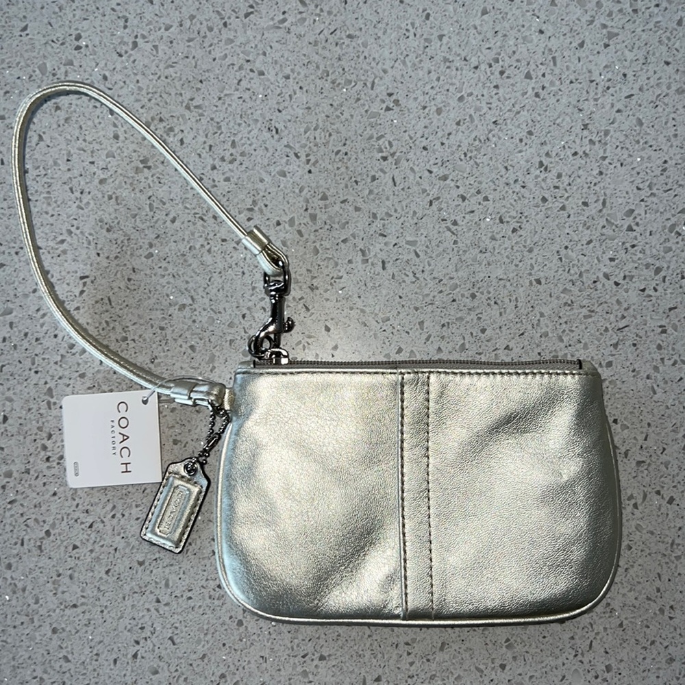 coach metallic small wristlet
